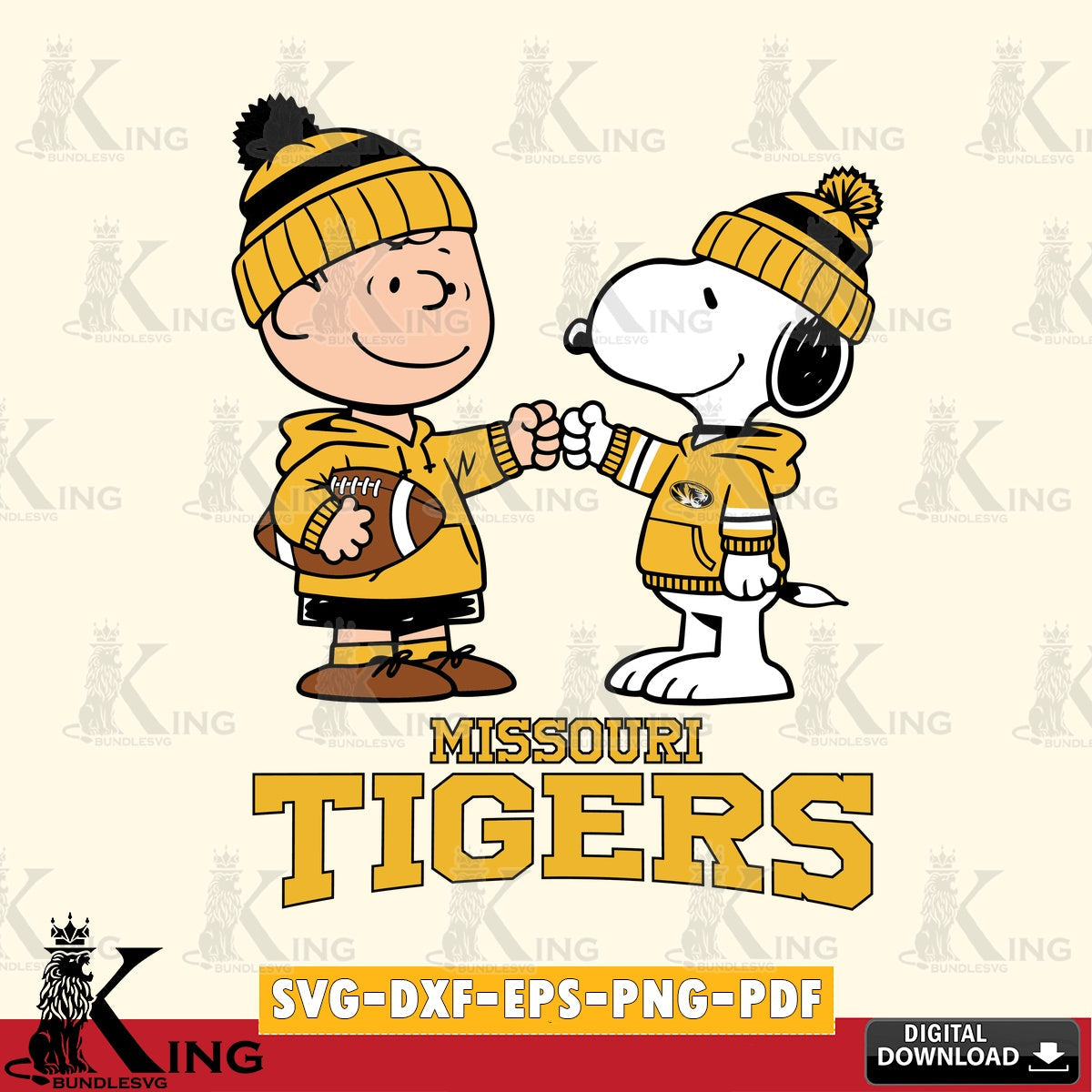 Missouri Tigers CharlieBrown Football Fist Bump SVG, Cricut, Cut file  , Digital Download , Instant Download, Peanuts svg, NCAA svg, Football svg, Sport svg