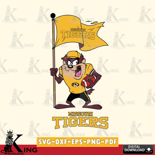 Missouri Tigers Football Taz Flag Art SVG file, Cut file  , Digital Download , Instant Download, Taz svg, NCAA svg