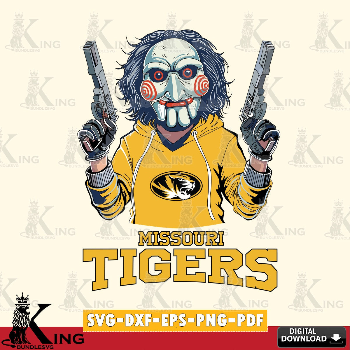 High-quality graphic of a Missouri Tigers Jigsaw Billy Football, cut file ideal for vinyl projects and T-shirt printing.