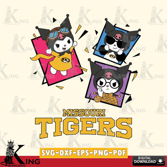 Missouri Tigers Kuromi Action Football SVG file, Cricut, Cut file  , Digital Download , Instant Download, Sanrio svg, Clipart