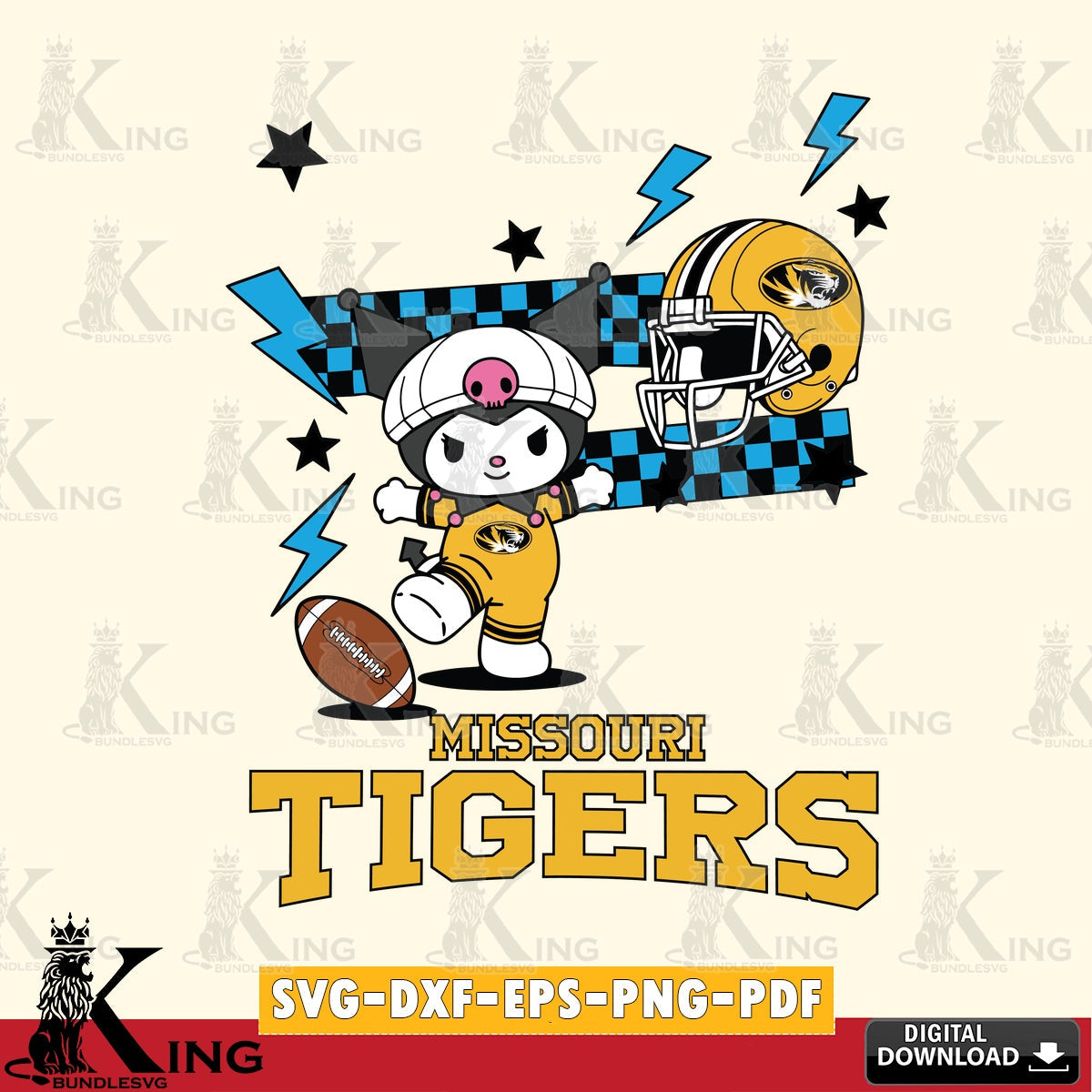 Missouri Tigers Kuromi Game Day SVG file, Cricut, Cut file  , Digital Download , Instant Download, Sanrio svg, Clipart