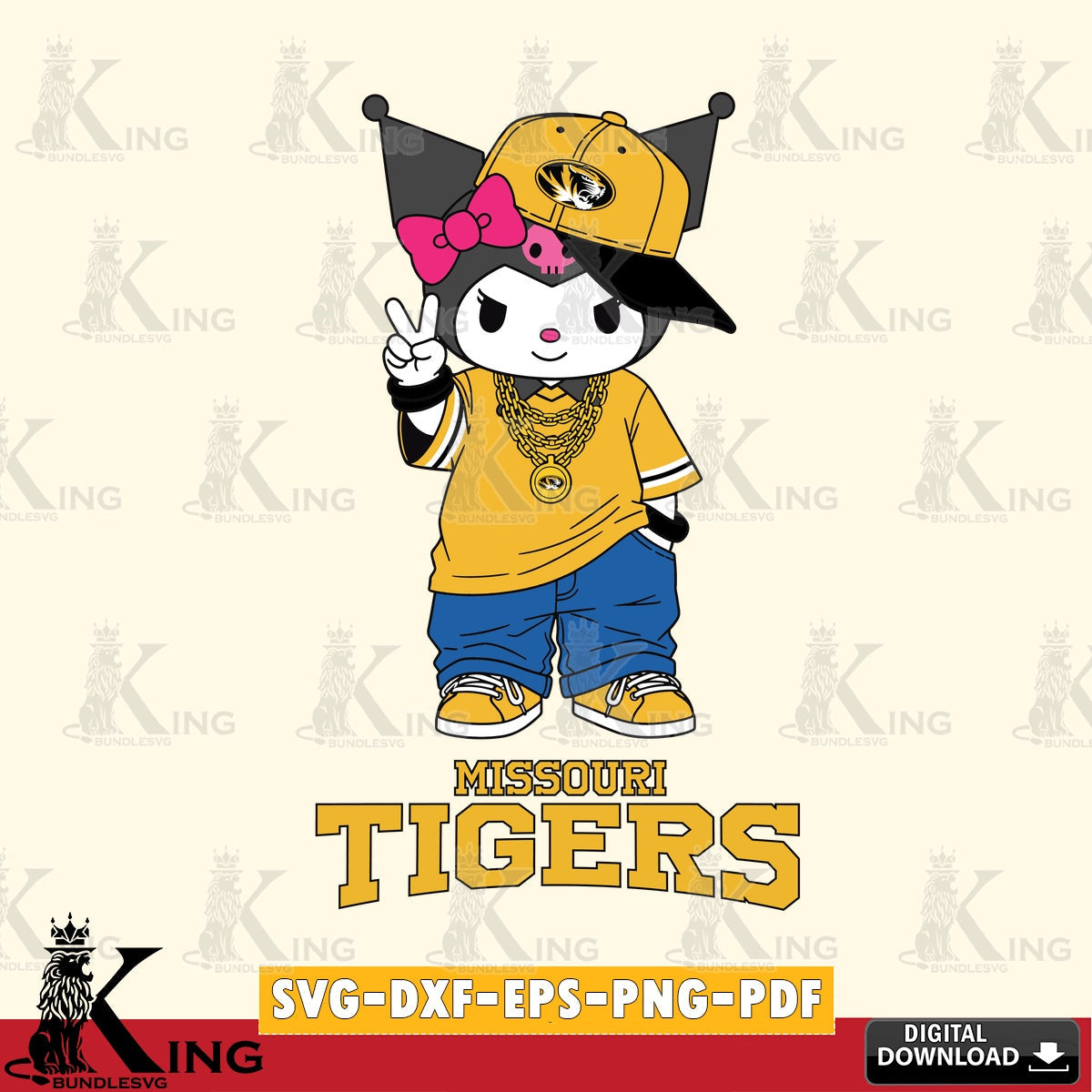 Missouri Tigers Kuromi Streetwear Style SVG file, Cricut, Cut file  , Digital Download , Instant Download, Sanrio svg, Clipart