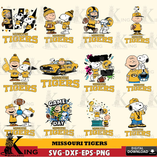 Missouri Tigers Peanuts Football NCAA Bundle SVG, Cricut, Cut file  , Digital Download , Instant Download, Peanuts svg, NCAA svg, Football svg, Sport svg