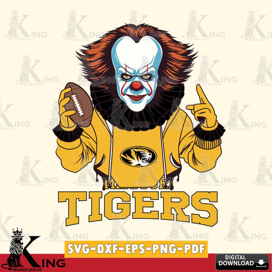 Eye-catching graphic of a Missouri Tigers Pennywise player in a football design, a high-quality vector for DIY scrapbooking and
