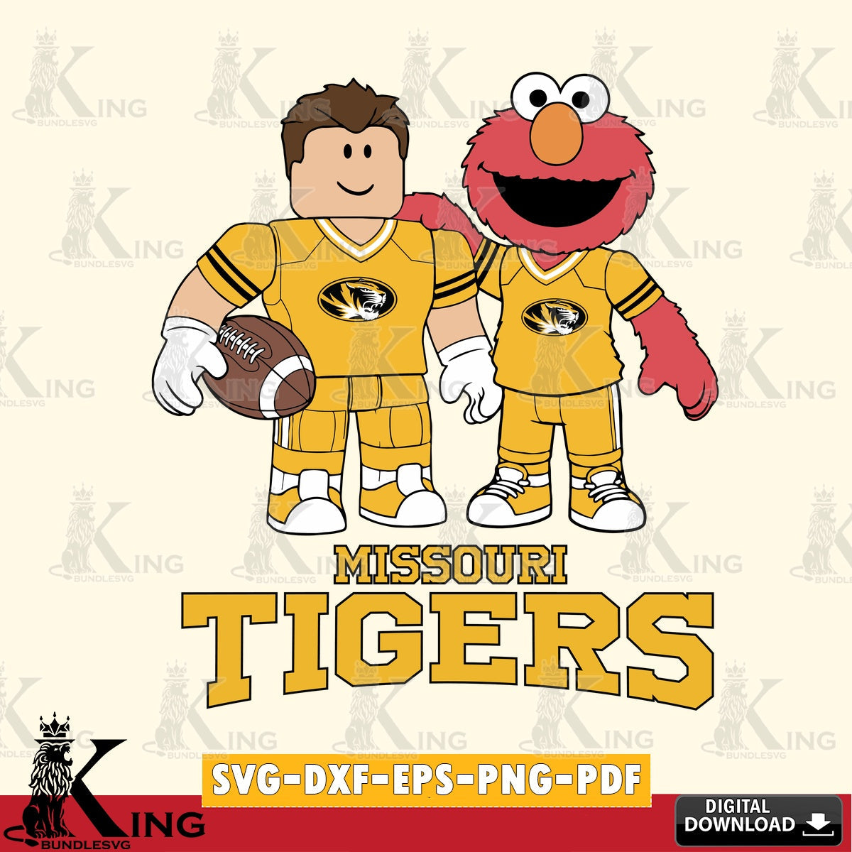 Missouri Tigers Roblox & Elmo Football SVG file , NCAA Cricut,  File cut , Digital Download , PDF File