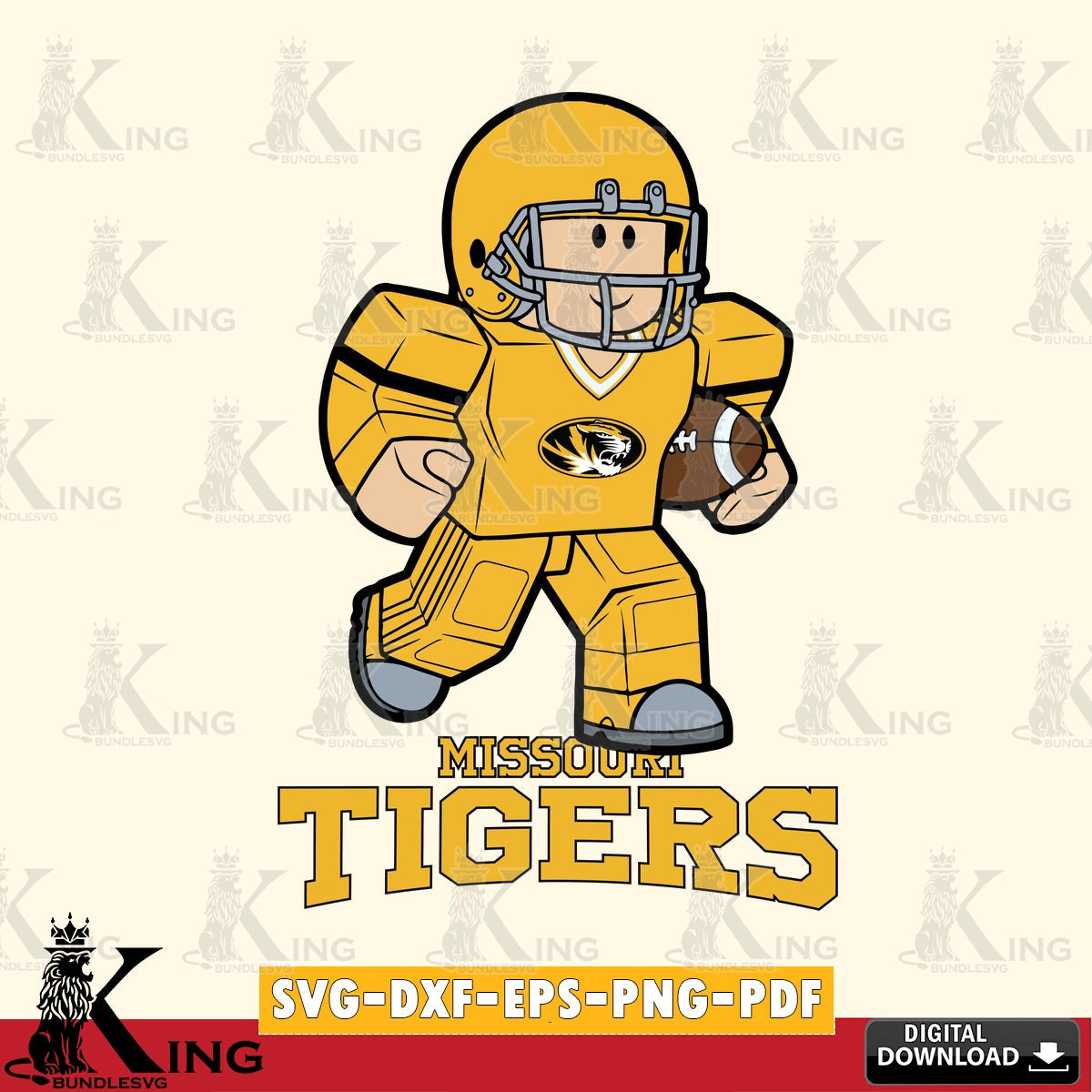 Missouri Tigers Roblox Player Rugby SVG file , NCAA Cricut,  File cut , Digital Download , PDF File