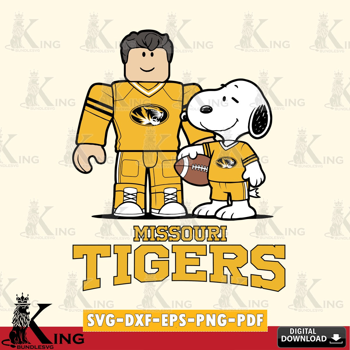 Missouri Tigers Roblox & Snoopy Football SVG file , NCAA Cricut,  File cut , Digital Download , PDF File