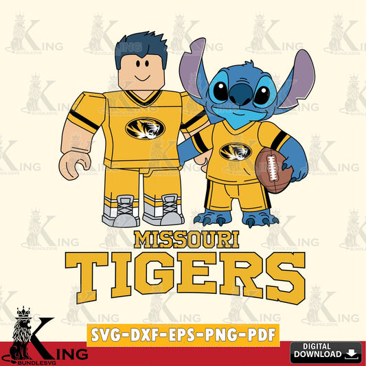 Missouri Tigers Roblox & Stitch Football SVG file , NCAA Cricut,  File cut , Digital Download , PDF File