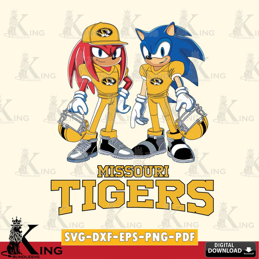 Digital download featuring Missouri Tigers Sonic And Knuckles Player Football vector SVG PNG files perfect for Cricut and