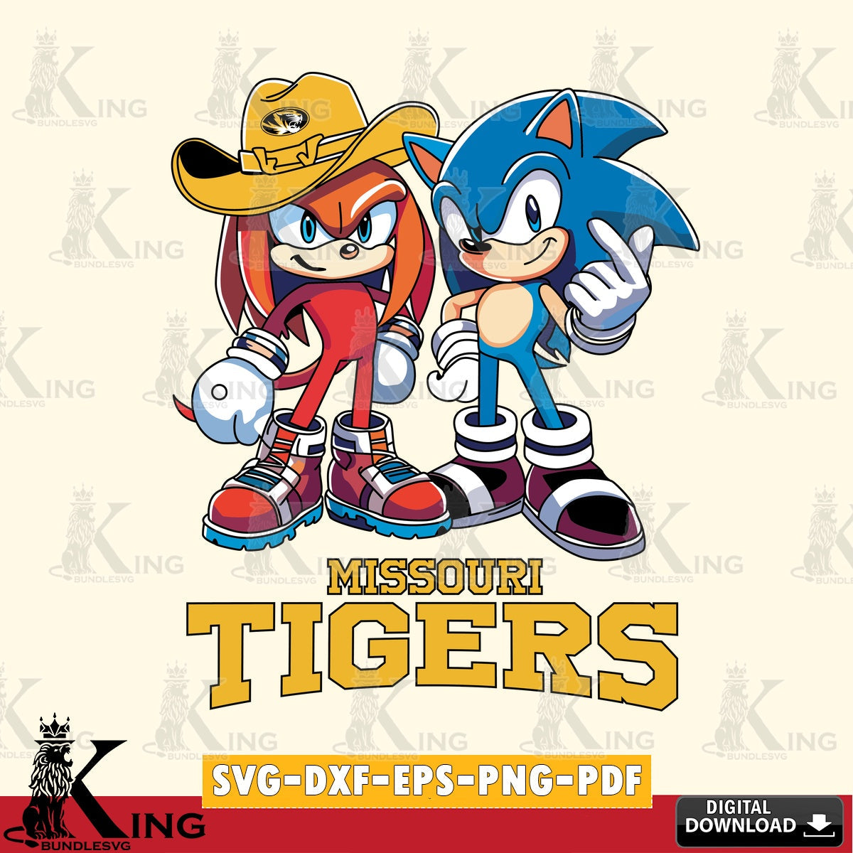 Missouri Tigers Sonic & Knuckles Football Mascot SVG file, Vector , Digital Download , PDF File , Instant Download