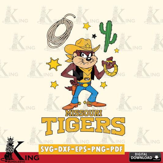 Missouri Tigers Taz Cowboy Western SVG file, Cut file  , Digital Download , Instant Download, Taz svg, NCAA svg
