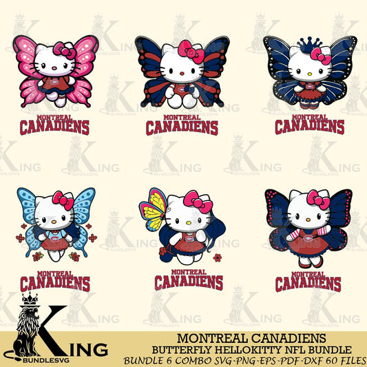 Montreal Canadiens Butterfly Hello Kitty bundleSvg Eps Dxf Png File, Digital Download