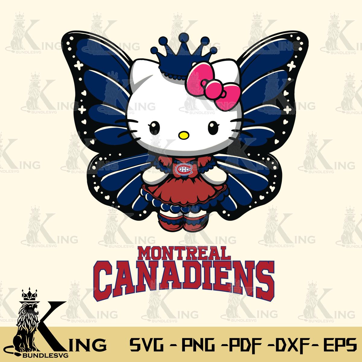 Montreal Canadiens Kitty Wings & Flowers Svg Eps Dxf Png File, Digital Download