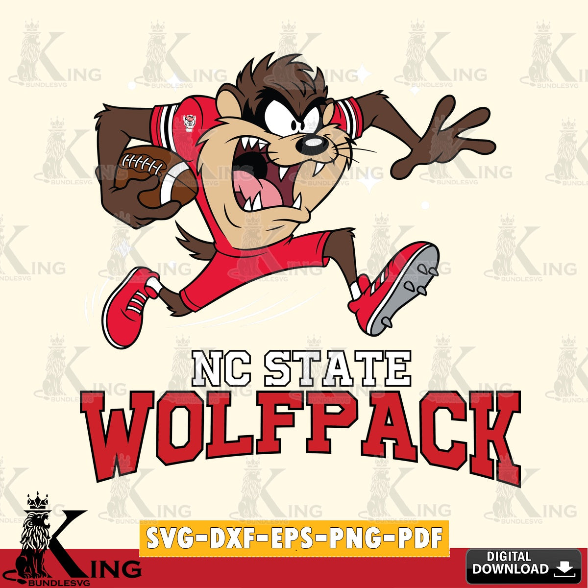 NC State Wolfpack Angry Taz Football SVG file, Cut file  , Digital Download , Instant Download, Taz svg, NCAA svg