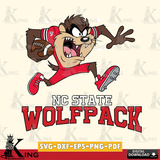 NC State Wolfpack Angry Taz Football SVG file, Cut file  , Digital Download , Instant Download, Taz svg, NCAA svg