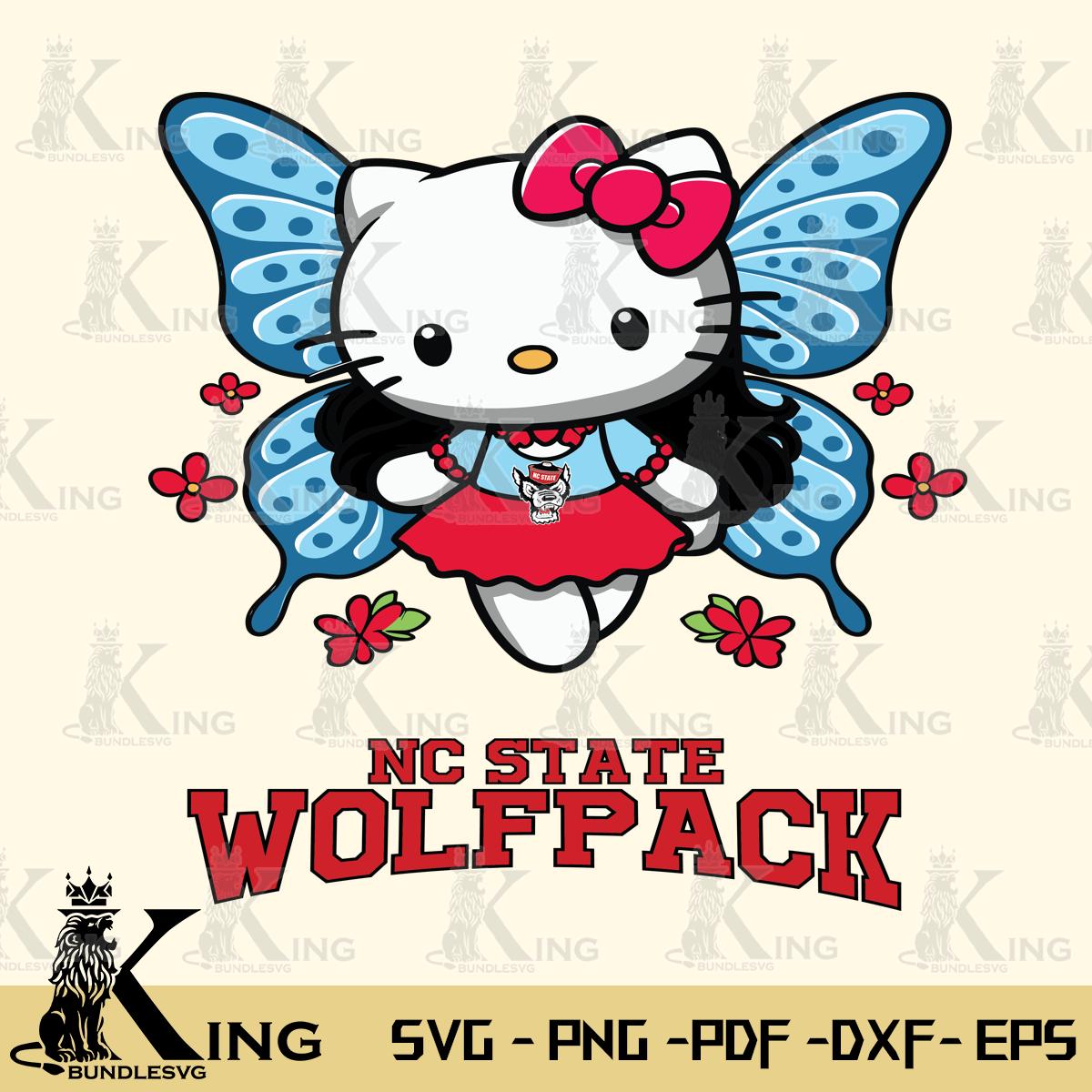 NC State Wolfpack Butterfly Kitty Charm Svg Eps Dxf Png File, Digital Download