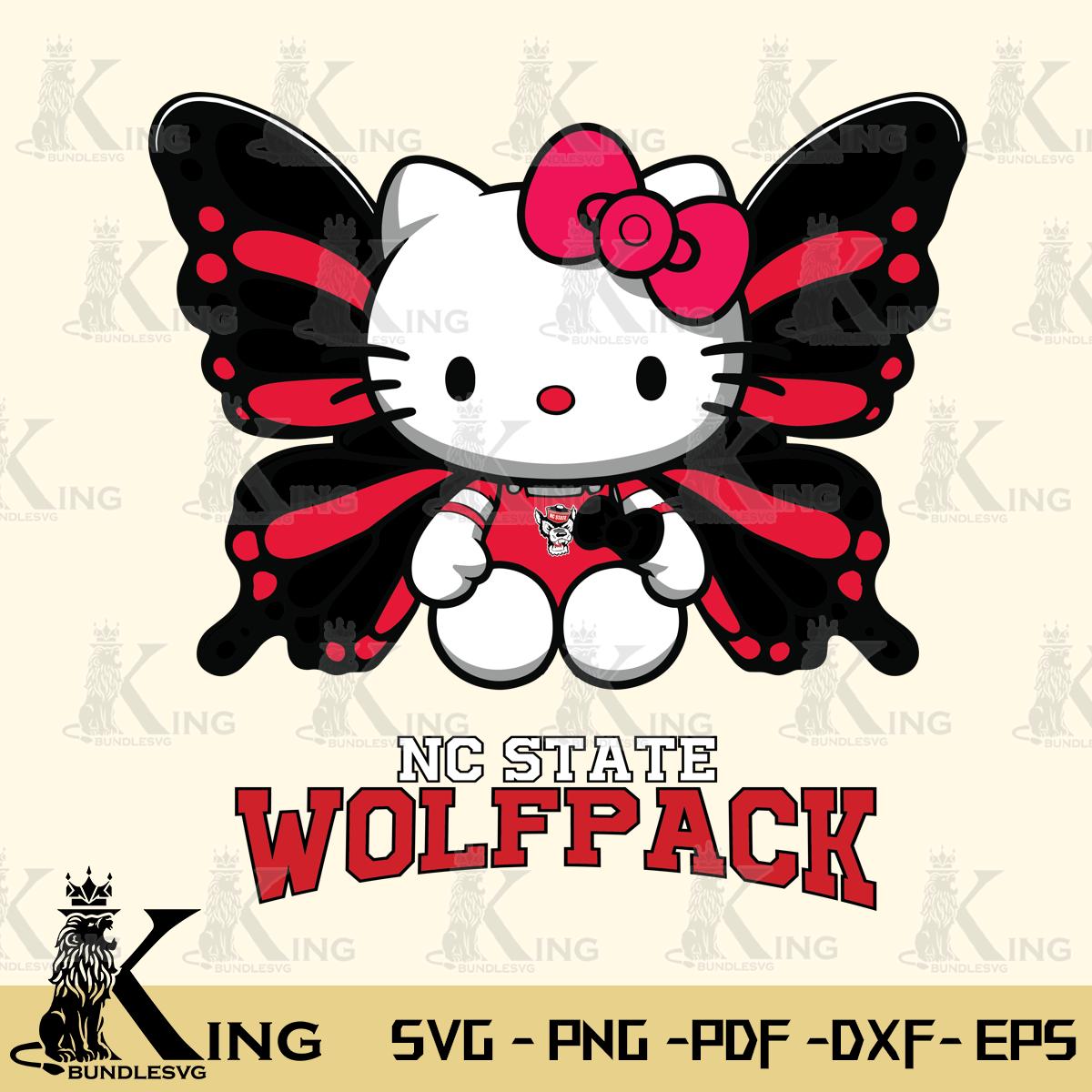 NC State Wolfpack Butterfly Kitty Delight Svg Eps Dxf Png File, Digital Download