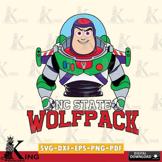 Variety pack of NC State Wolfpack Buzz Lightyear football vector art for engraving, cutting, and printing