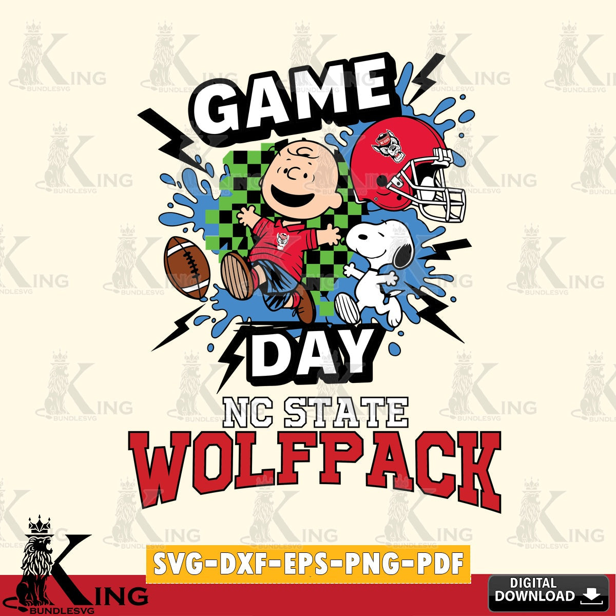 NC State Wolfpack Game Day Peanuts SVG, Cricut, Cut file  , Digital Download , Instant Download, Peanuts svg, NCAA svg, Football svg, Sport svg