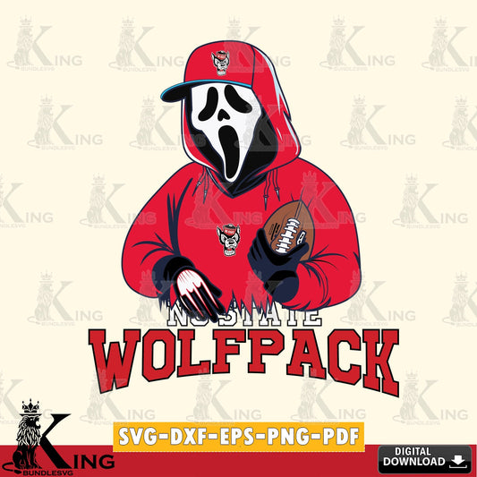 Variety pack of NC State Wolfpack Ghostface Scream football player, a versatile clip art for stickers, decals, and mugs