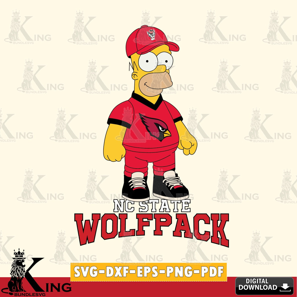Complete bundle for NC State Wolfpack Homer Simpson football NCAA cut file ideal for vinyl projects and T-shirt printing