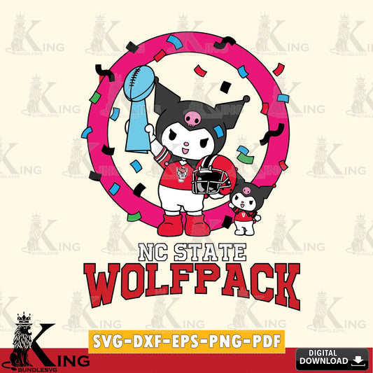 NC State Wolfpack Kuromi Football Champion SVG file, Cricut, Cut file  , Digital Download , Instant Download, Sanrio svg, Clipart