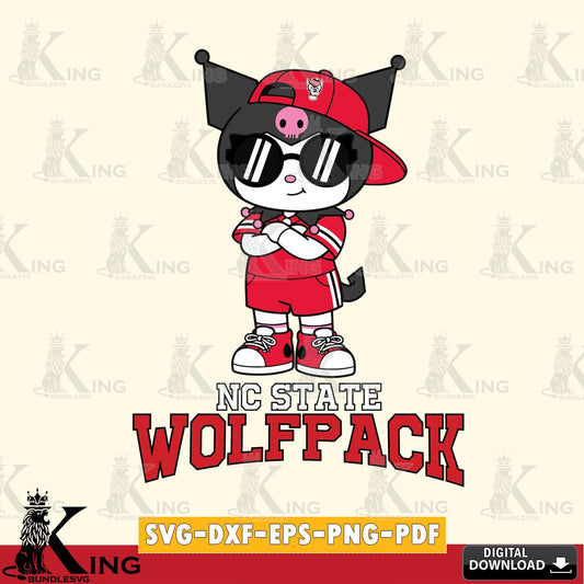 NC State Wolfpack Kuromi Football Jersey SVG file, Cricut, Cut file  , Digital Download , Instant Download, Sanrio svg, Clipart