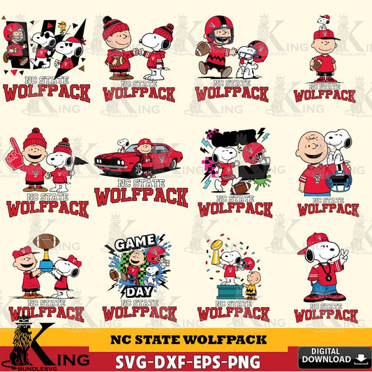 NC State Wolfpack Peanuts Football NCAA Bundle SVG, Cricut, Cut file  , Digital Download , Instant Download, Peanuts svg, NCAA svg, Football svg, Sport svg