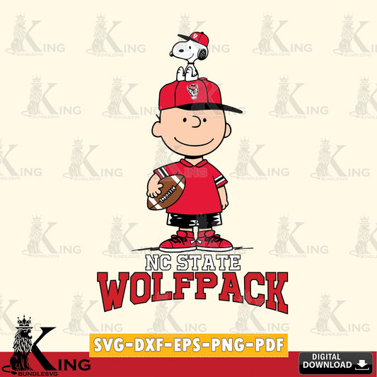 NC State Wolfpack Peanuts Football Rugby SVG, Cricut, Cut file  , Digital Download , Instant Download, Peanuts svg, NCAA svg, Football svg, Sport svg