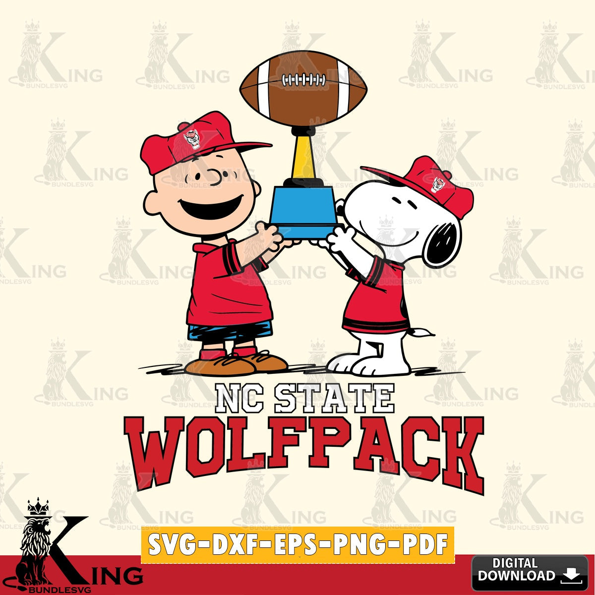 NC State Wolfpack Peanuts Football Trophy SVG, Cricut, Cut file  , Digital Download , Instant Download, Peanuts svg, NCAA svg, Football svg, Sport svg