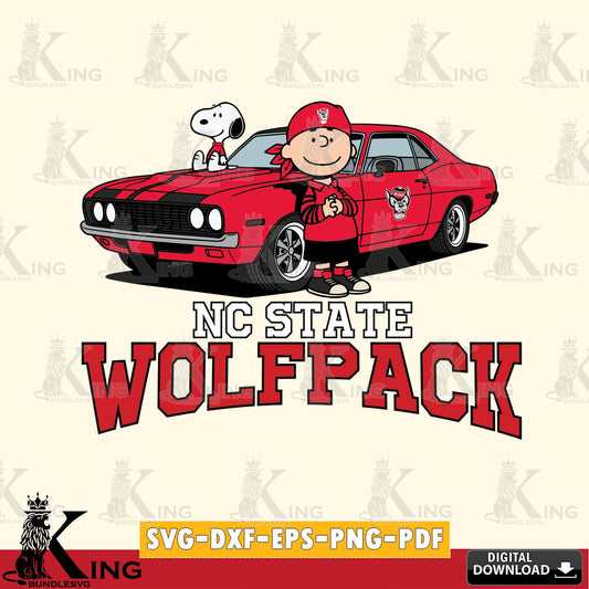 NC State Wolfpack Peanuts Muscle Car SVG, Cricut, Cut file  , Digital Download , Instant Download, Peanuts svg, NCAA svg, Football svg, Sport svg