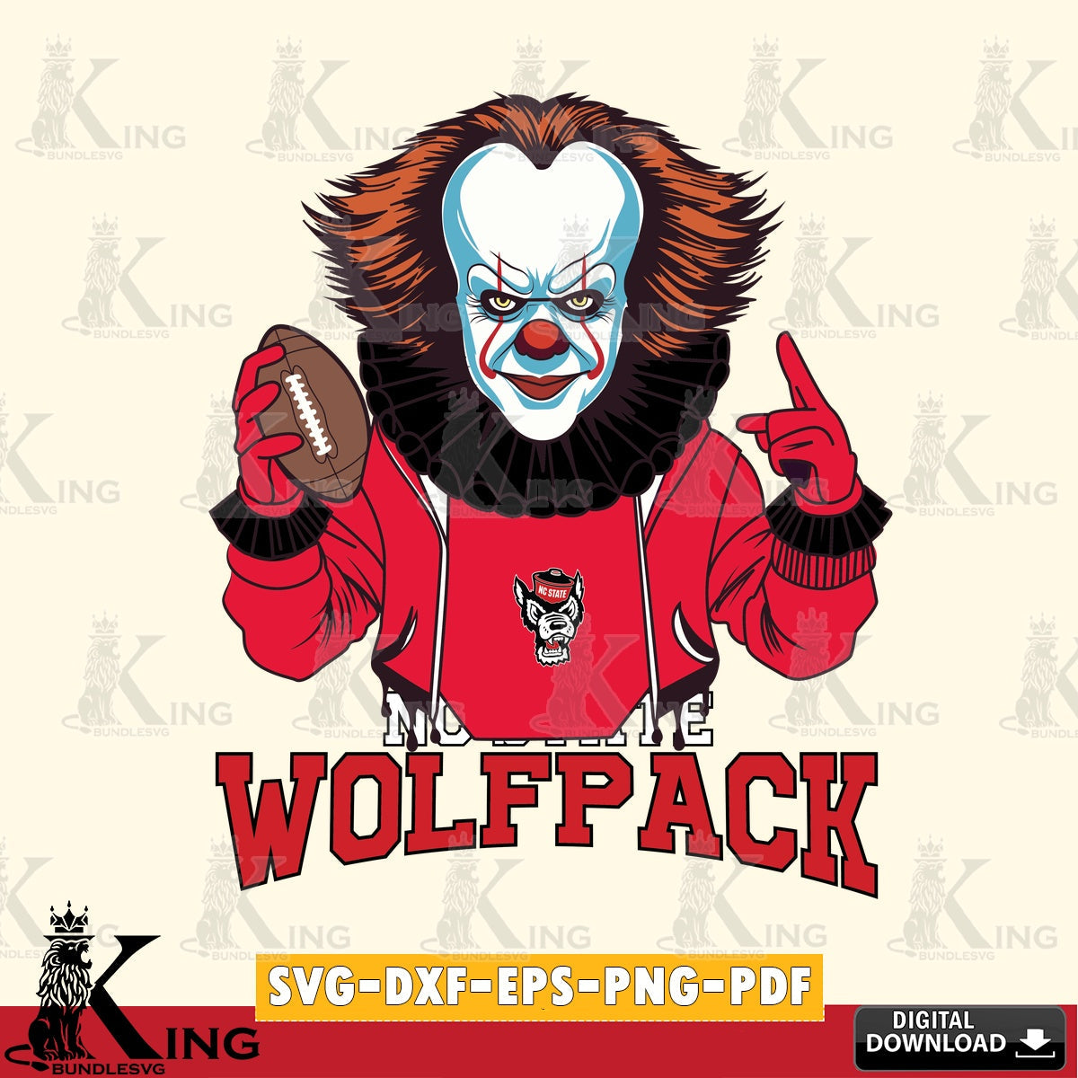 Comprehensive collection of NC State Wolfpack Pennywise Player Football NCAA cut digital file for silhouette cameo and cricut