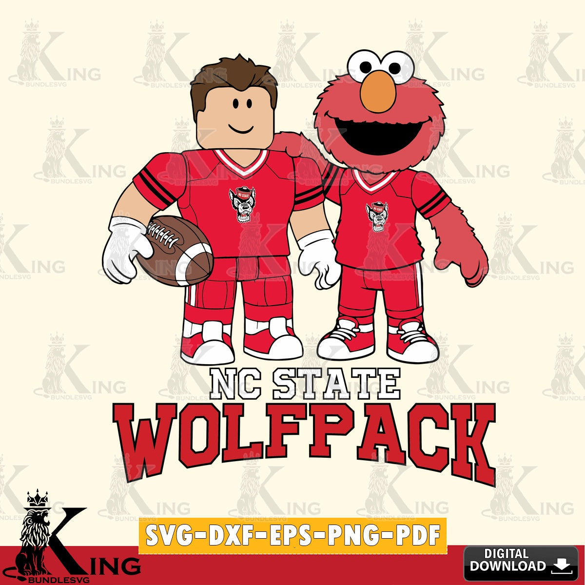 NC State Wolfpack Roblox & Elmo Football SVG file , NCAA Cricut,  File cut , Digital Download , PDF File