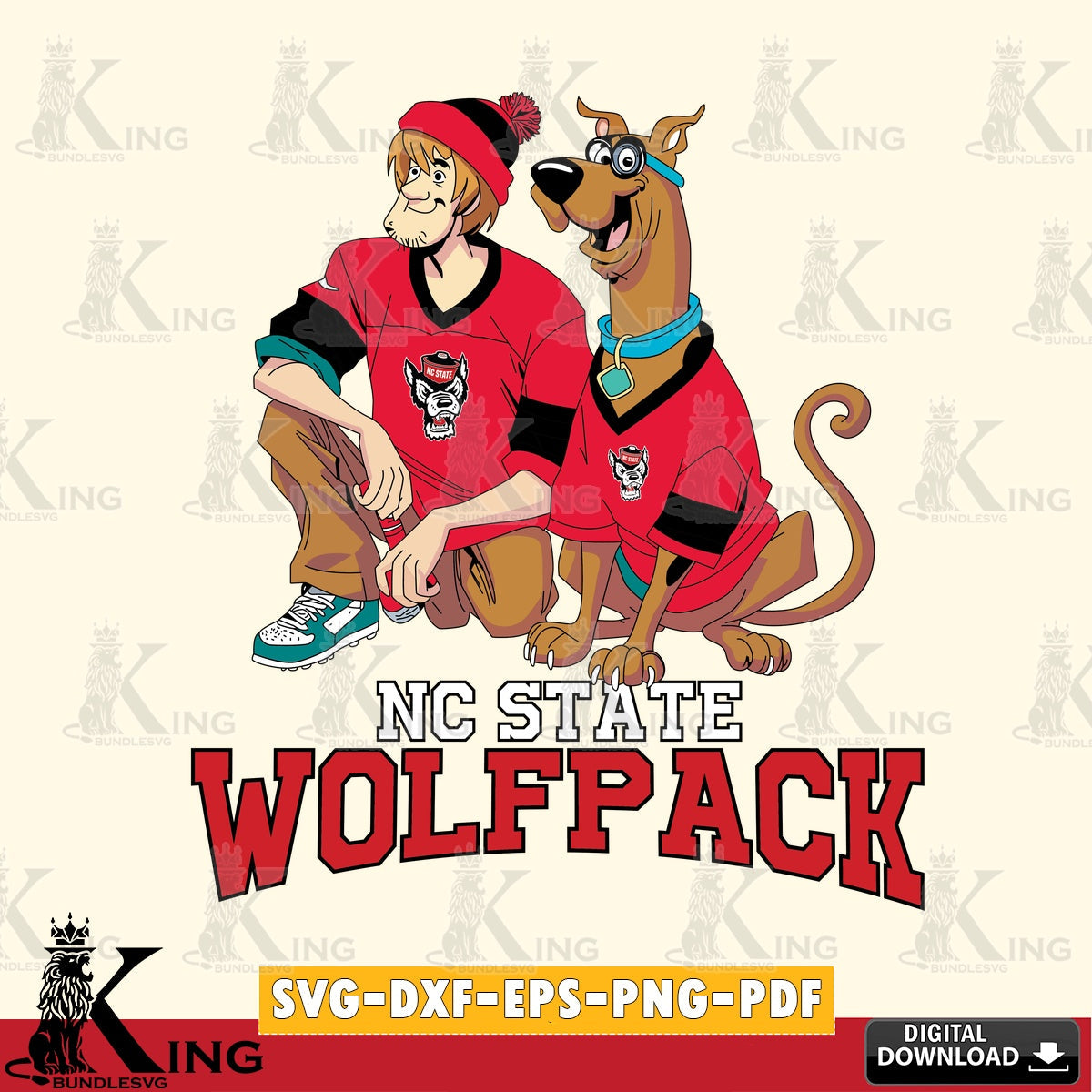 Comprehensive collection of NC State Wolfpack Shaggy and Scooby Doo football NCAA file cut, SVG PNG design suitable for Glowforge
