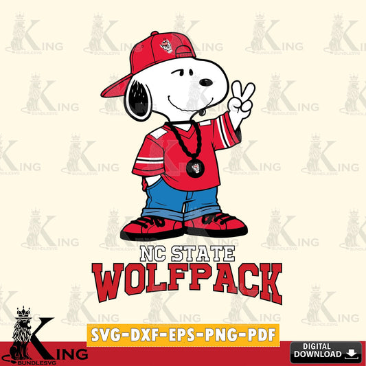 NC State Wolfpack Snoopy Say hi SVG, Cricut, Cut file  , Digital Download , Instant Download, Peanuts svg, NCAA svg, Football svg, Sport svg