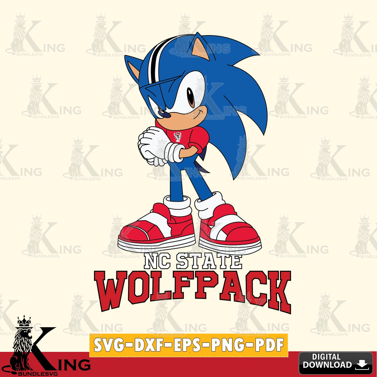 Exclusive set of NC State Wolfpack Sonic cute Football digital clipart compatible with laser engraving and cutting