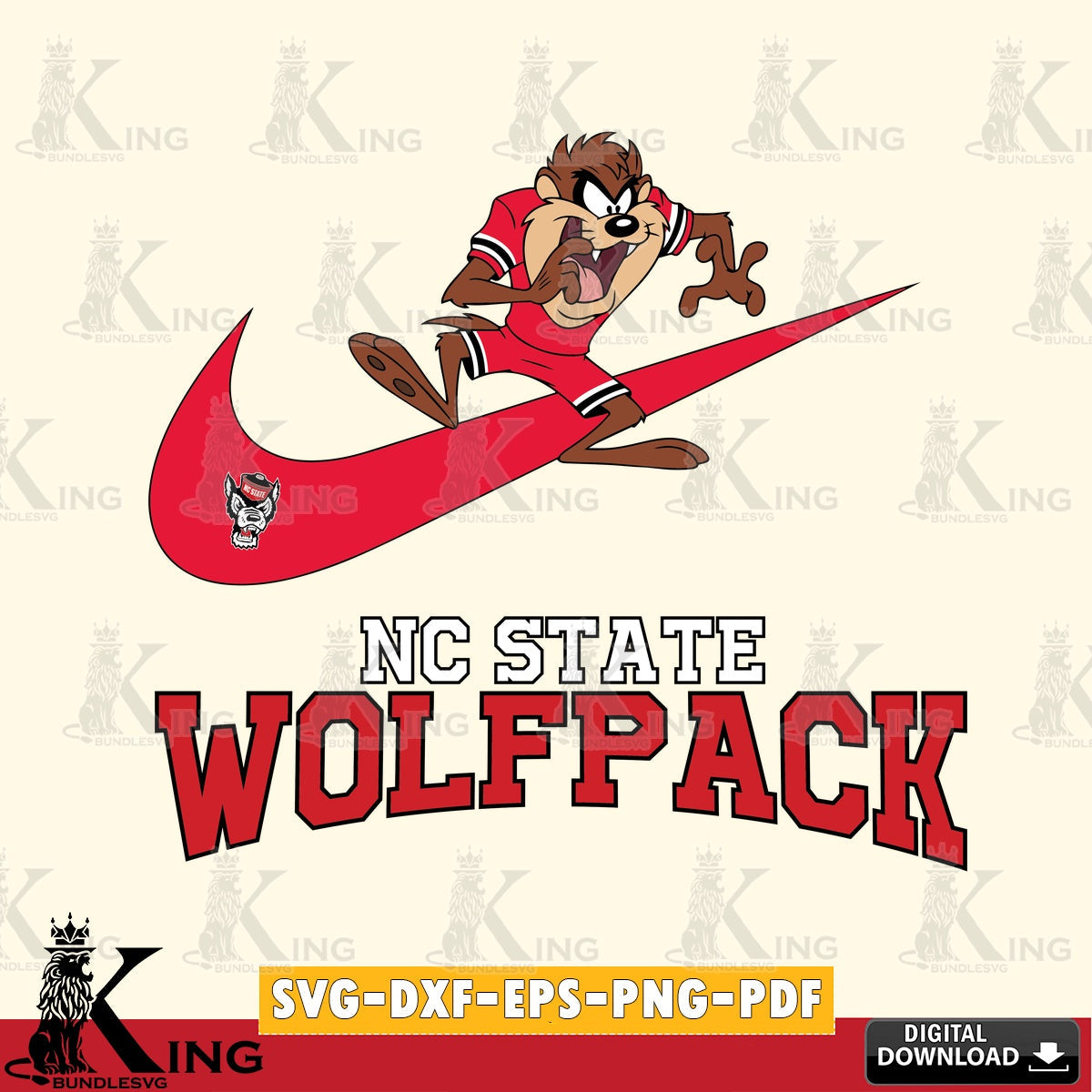 NC State Wolfpack Taz Football Nike SVG file, Cut file  , Digital Download , Instant Download, Taz svg, NCAA svg