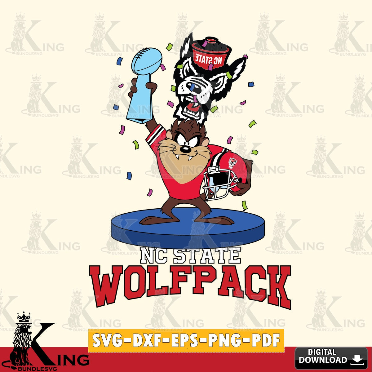 NC State Wolfpack Taz Trophy Podium SVG file, Cut file  , Digital Download , Instant Download, Taz svg, NCAA svg