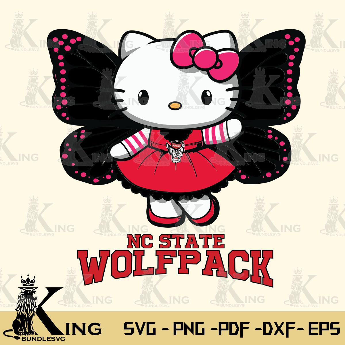 NC State Wolfpack Whimsical Kitty Wings Svg Eps Dxf Png File, Digital Download