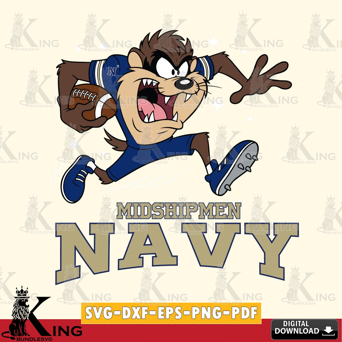 Navy Midshipmen Angry Taz Football SVG file, Cut file  , Digital Download , Instant Download, Taz svg, NCAA svg