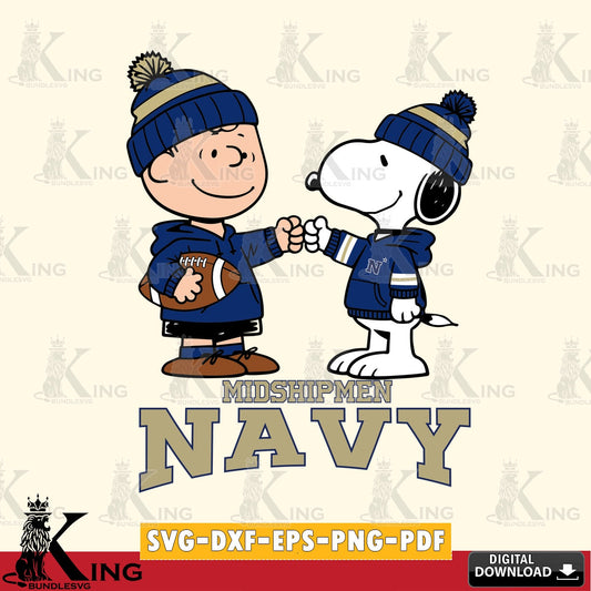 Navy Midshipmen CharlieBrown Football Fist Bump SVG, Cricut, Cut file  , Digital Download , Instant Download, Peanuts svg, NCAA svg, Football svg, Sport svg