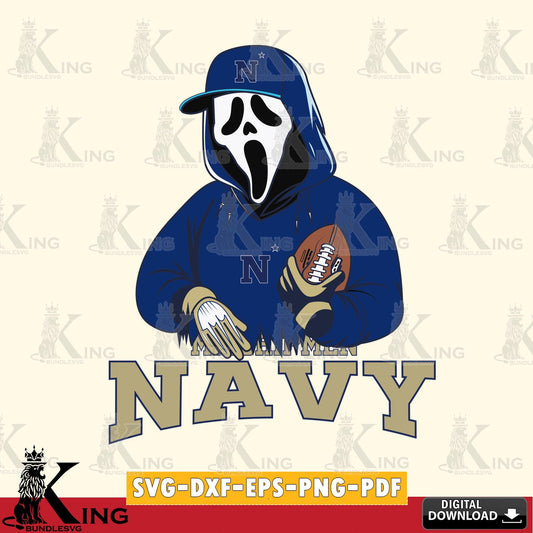 Digital download featuring Navy Midshipmen Ghostface Scream football player, a crafting file for iron-on transfer and vinyl