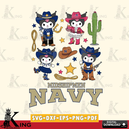 Navy Midshipmen Kuromi Cowboy Western SVG file, Cricut, Cut file  , Digital Download , Instant Download, Sanrio svg, Clipart