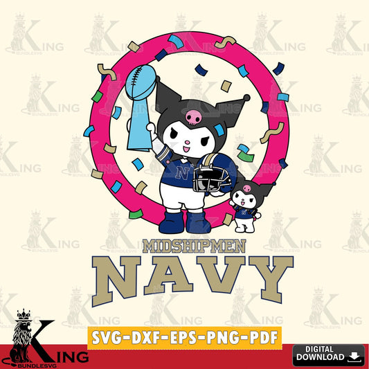 Navy Midshipmen Kuromi Football Champion SVG file, Cricut, Cut file  , Digital Download , Instant Download, Sanrio svg, Clipart