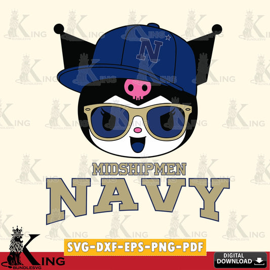 Navy Midshipmen Kuromi Football Cool SVG file, Cricut, Cut file  , Digital Download , Instant Download, Sanrio svg, Clipart