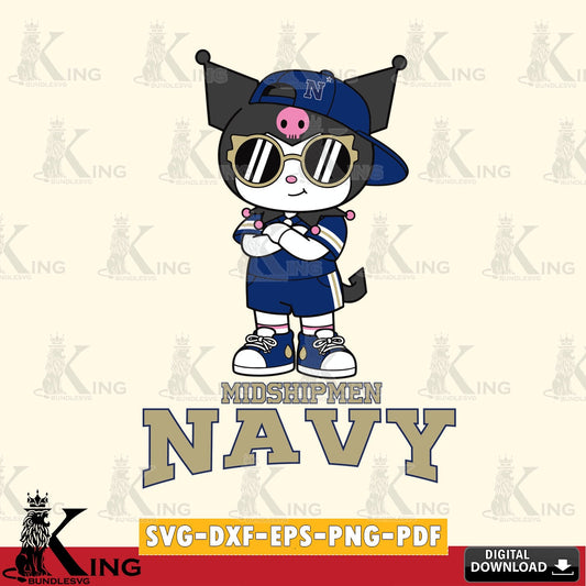 Navy Midshipmen Kuromi Football Jersey SVG file, Cricut, Cut file  , Digital Download , Instant Download, Sanrio svg, Clipart