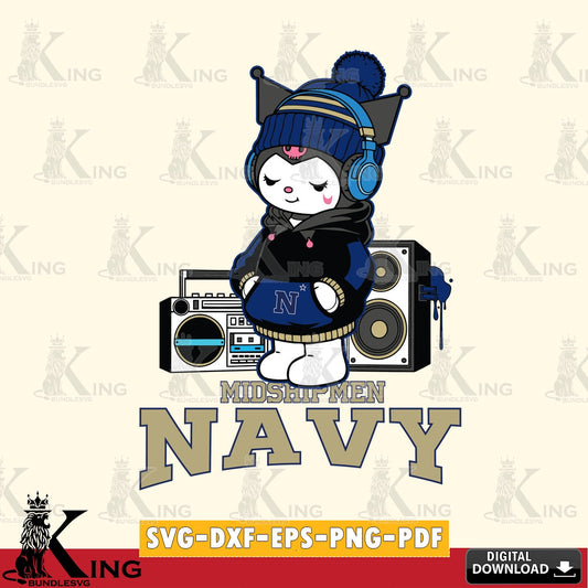 Navy Midshipmen Kuromi Football Music SVG file, Cricut, Cut file  , Digital Download , Instant Download, Sanrio svg, Clipart
