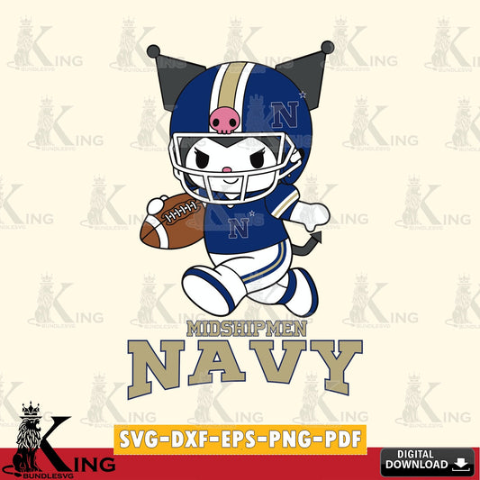 Navy Midshipmen Kuromi Football Run SVG file, Cricut, Cut file  , Digital Download , Instant Download, Sanrio svg, Clipart