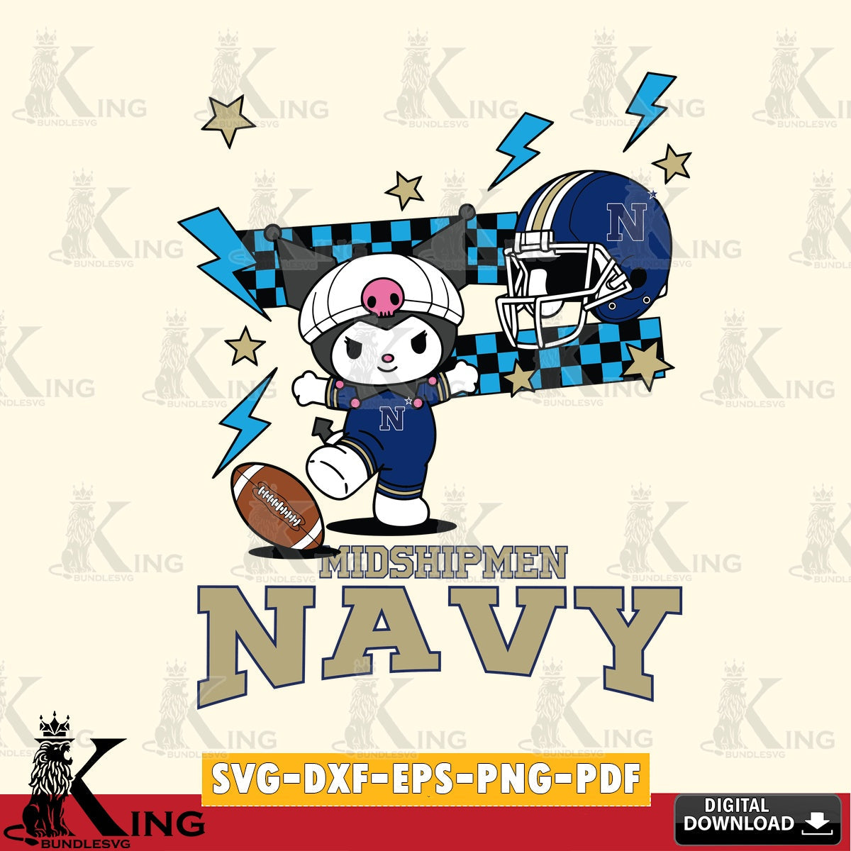 Navy Midshipmen Kuromi Game Day SVG file, Cricut, Cut file  , Digital Download , Instant Download, Sanrio svg, Clipart