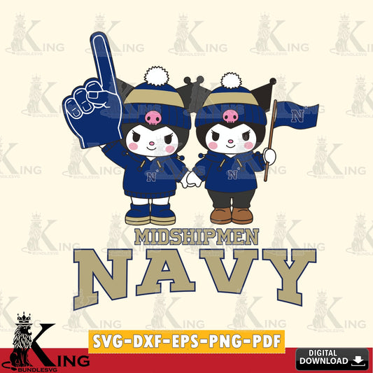 Navy Midshipmen Kuromi rugby Fan SVG file, Cricut, Cut file  , Digital Download , Instant Download, Sanrio svg, Clipart
